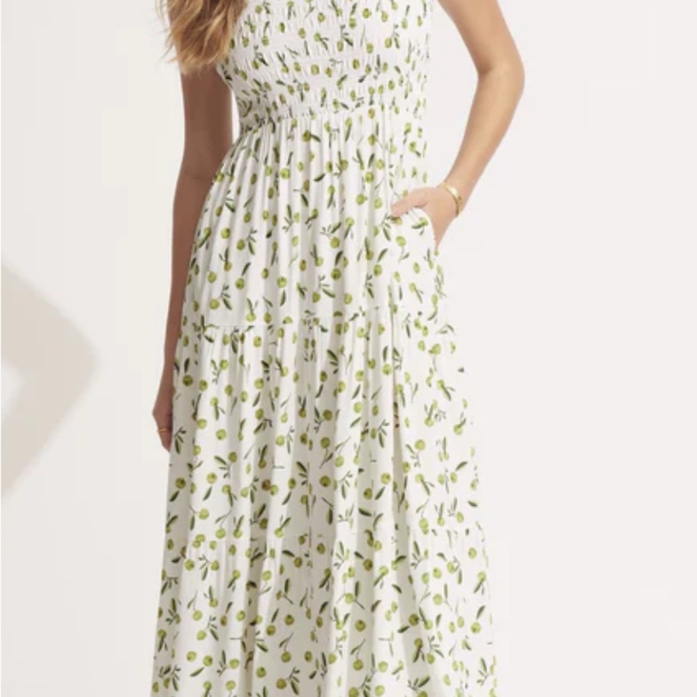 Sea filly Summer crush midi olive dress - White and Green Maxi Dress